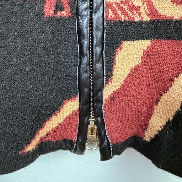 Chico’s Ruana Front Zip Sweater Knit Poncho Cape Cardigan Black Fall Floral S M - Picture 10 of 16